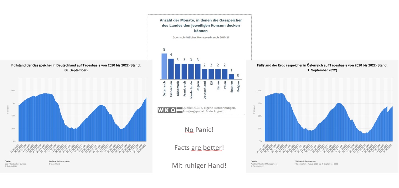 Grafik Füllstand der Gassspeicher Deutschland Österreich