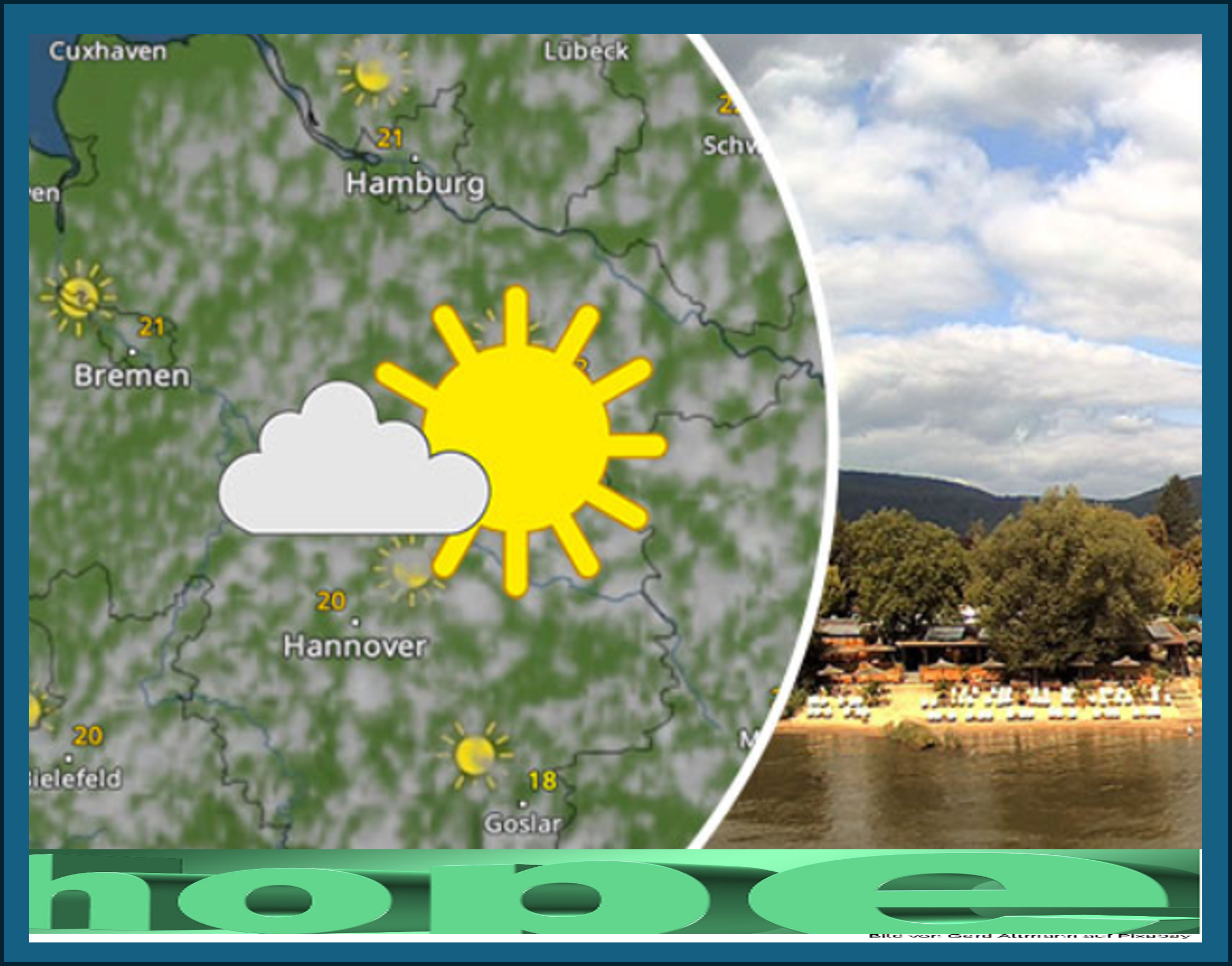 Wolke und Sonne vor dem Hintergrund Landkarte Deutschland